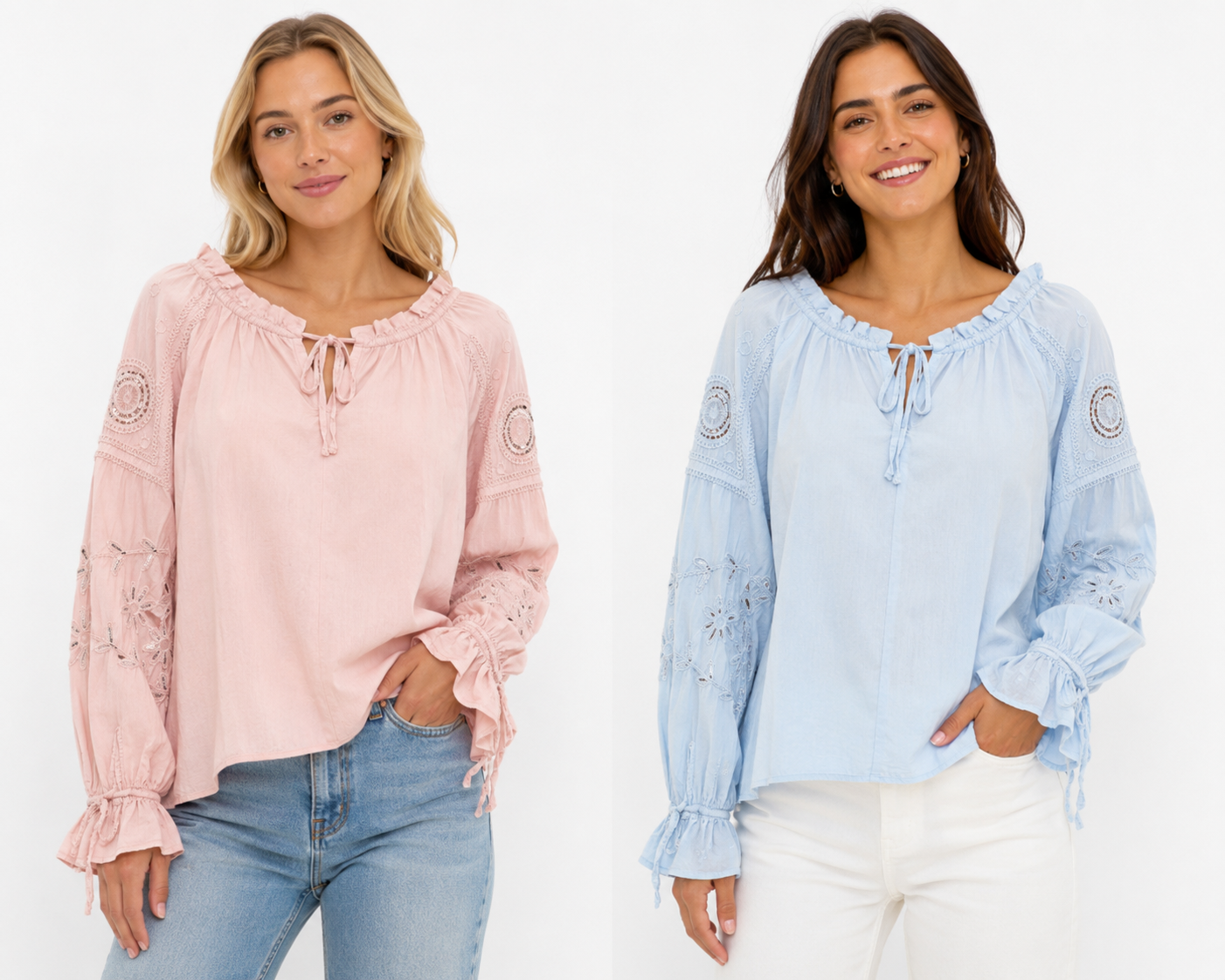 Cotton Blouse With Detailed Sleeves