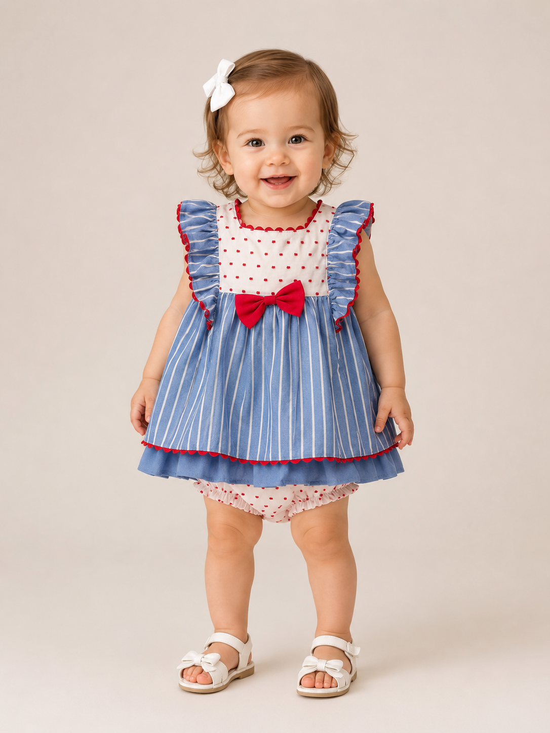 Baby Girls Spanish Dress Set with Matching Knickers & Underlayer