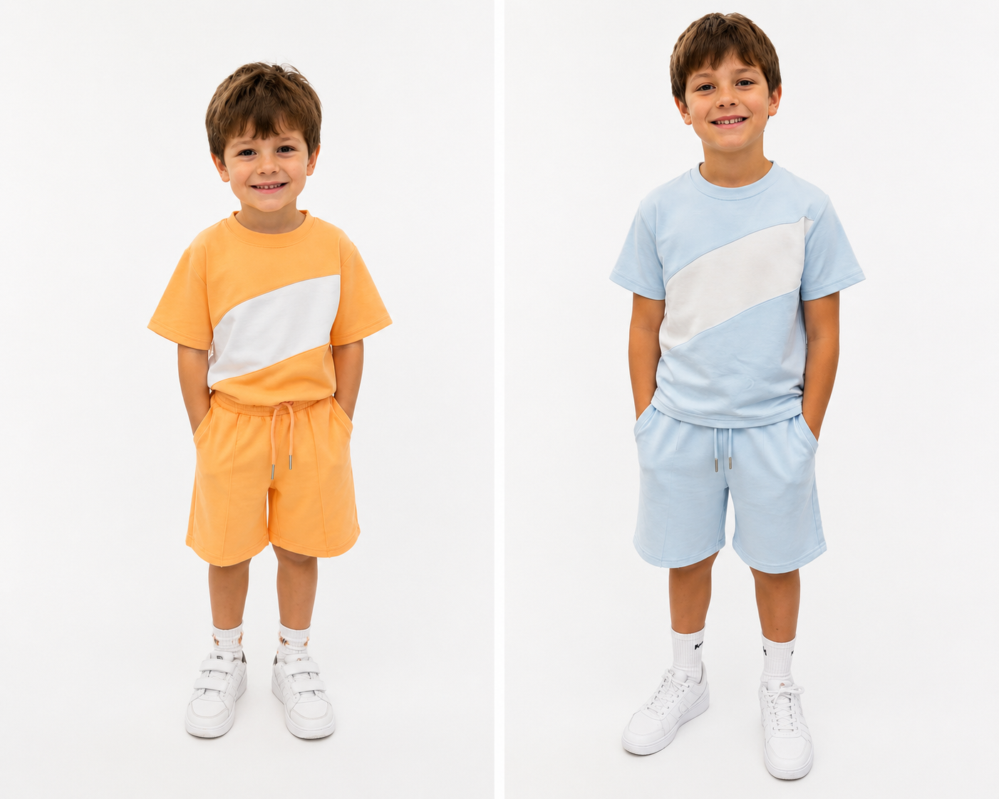 Boys' Soft Stripe Panel Shorts Set