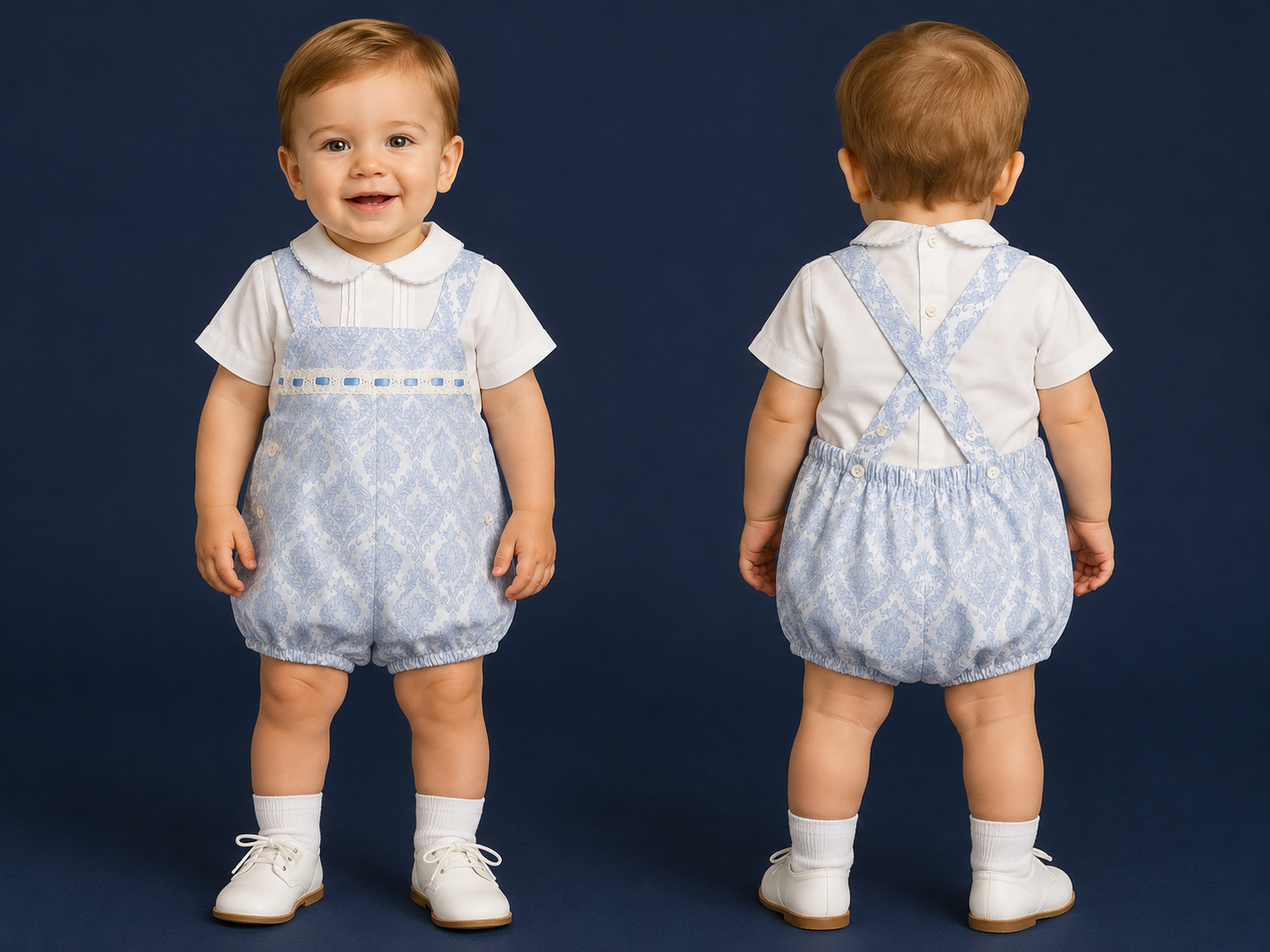 Baby Boys Blue Spanish Romper Set | Smart Occasion Outfit