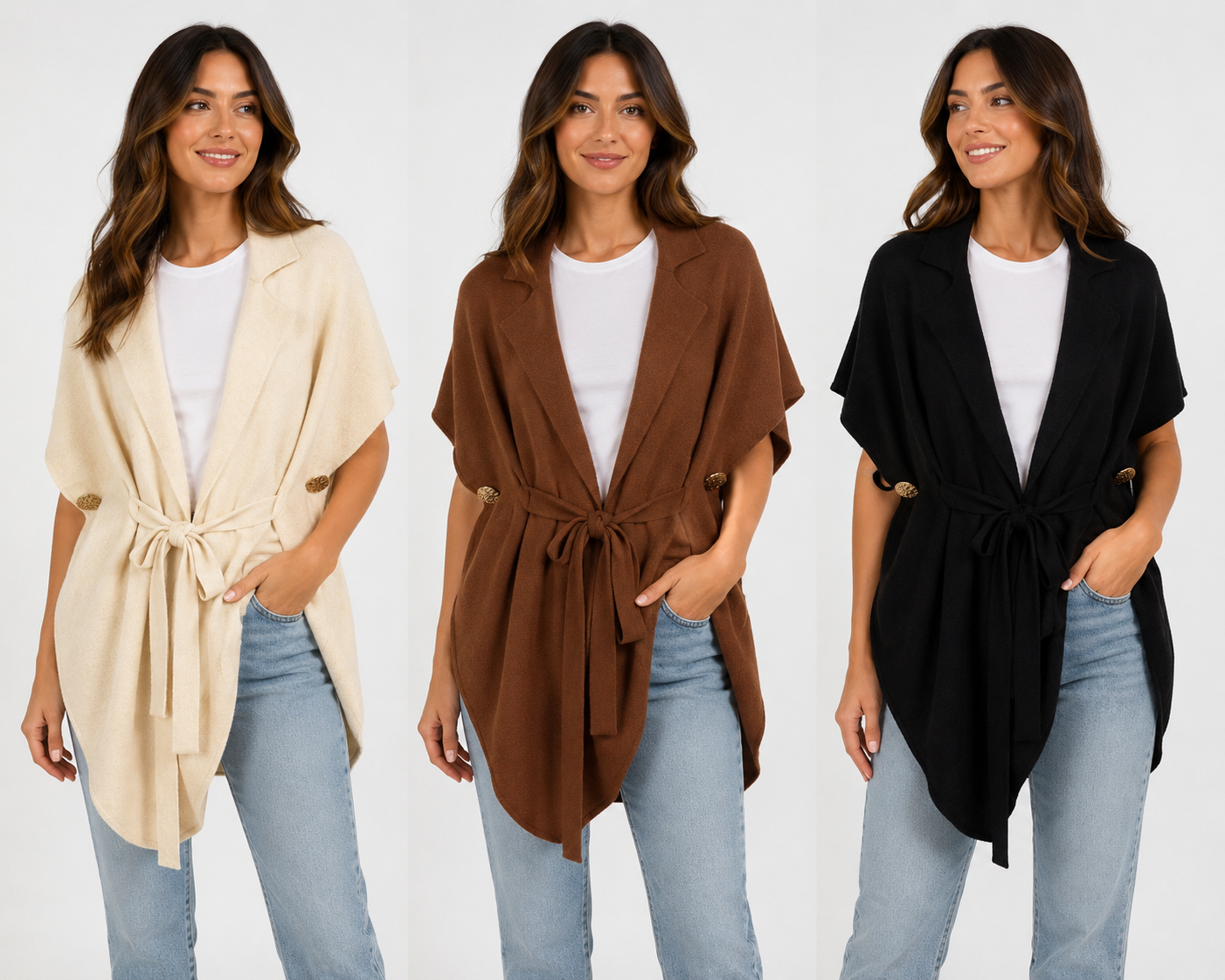Soft Sleeveless Wrap and Tie Poncho