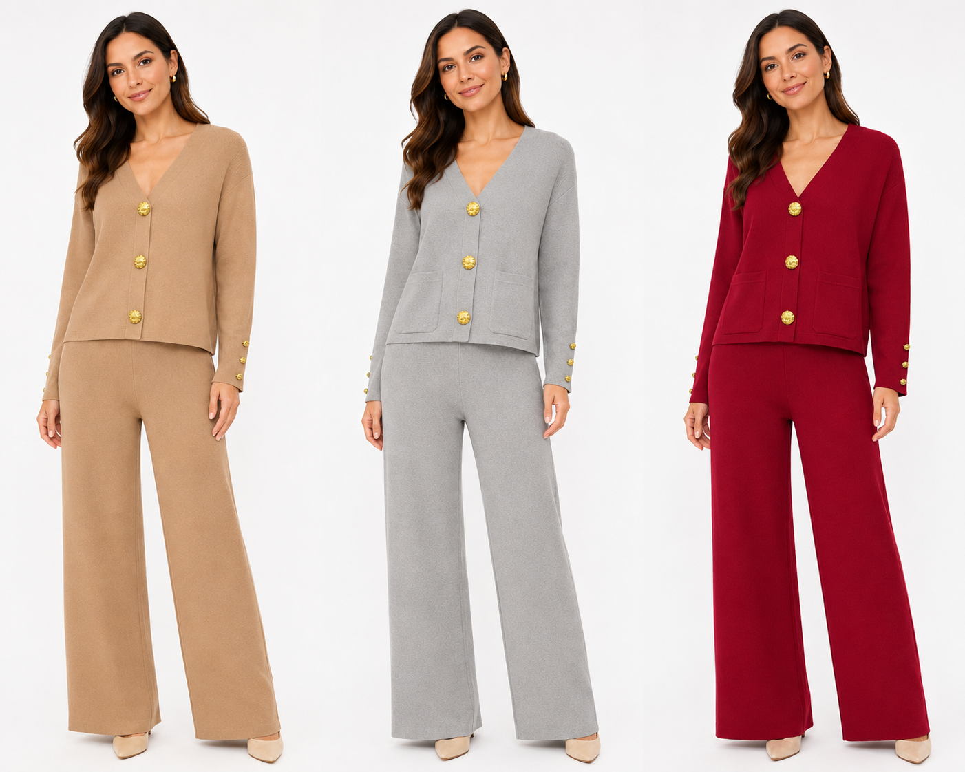 Gold Button Knit Set