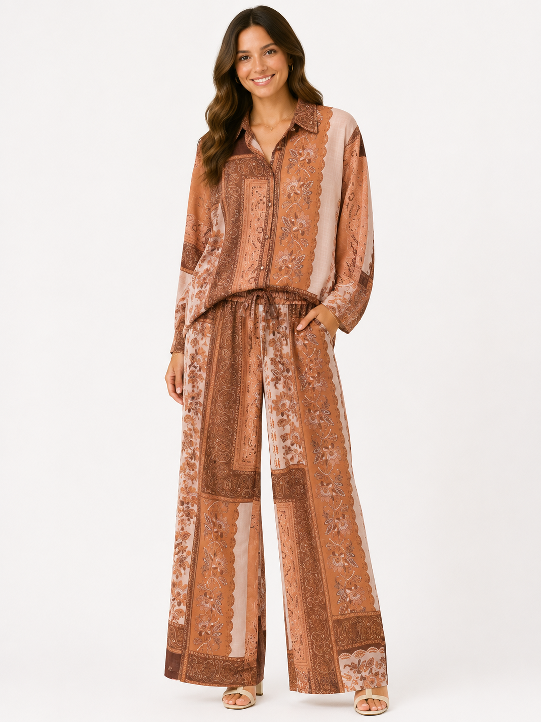 Stylish Brown Print Co-Ord Set