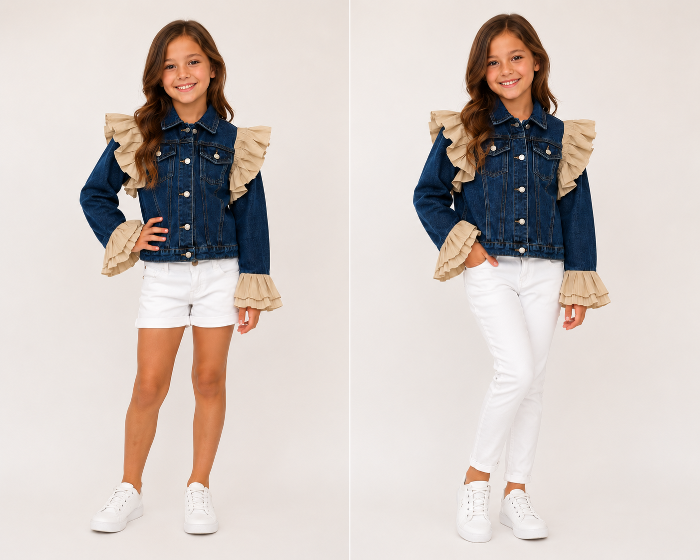 Very Stylish Children's Denim Jacket Cotton Ruffles