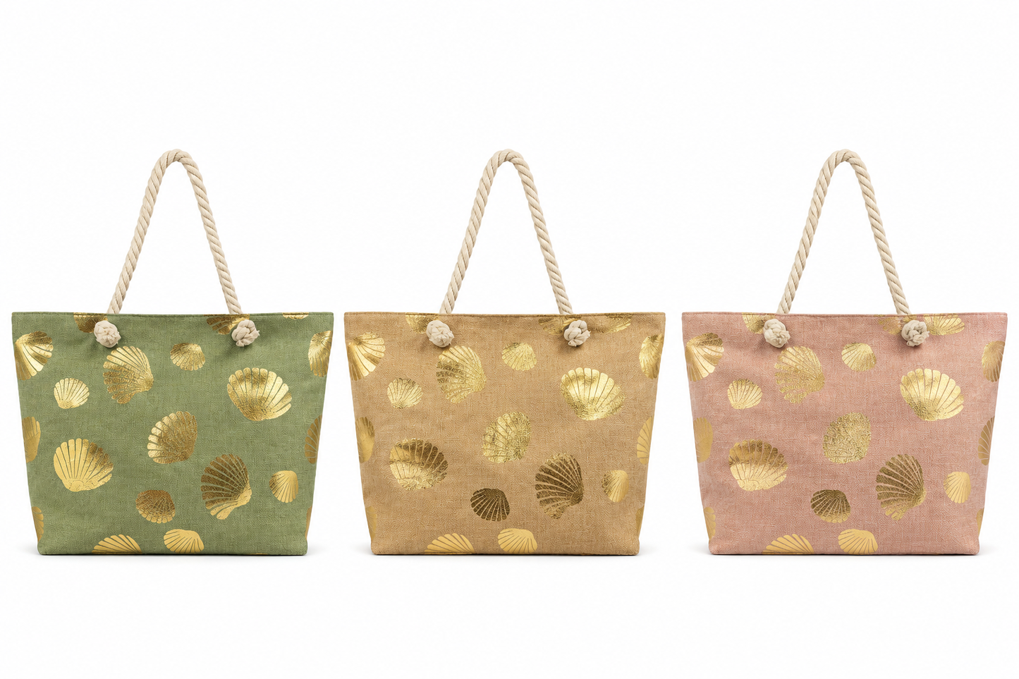 Large Gold Print Beach Bags (2 DESIGNS AND 5 COLOURS)