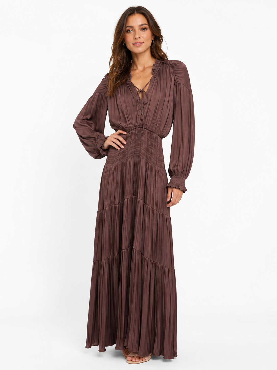 Flowy Chocolate Brown Maxi Dress