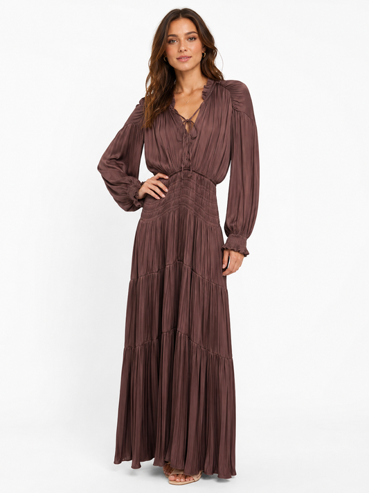 Flowy Chocolate Brown Maxi Dress
