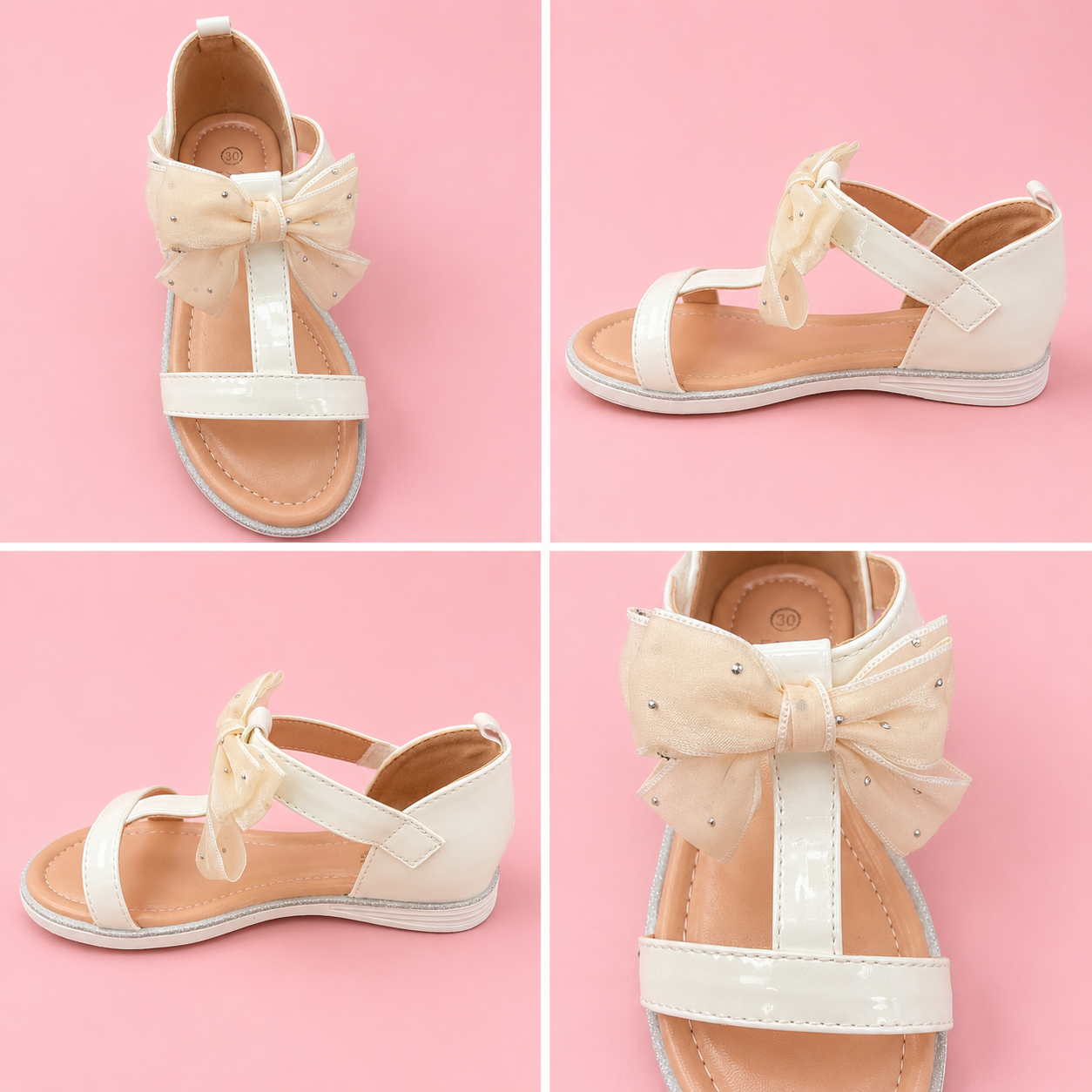 Girls Satin Bow Cushioned Sandals
