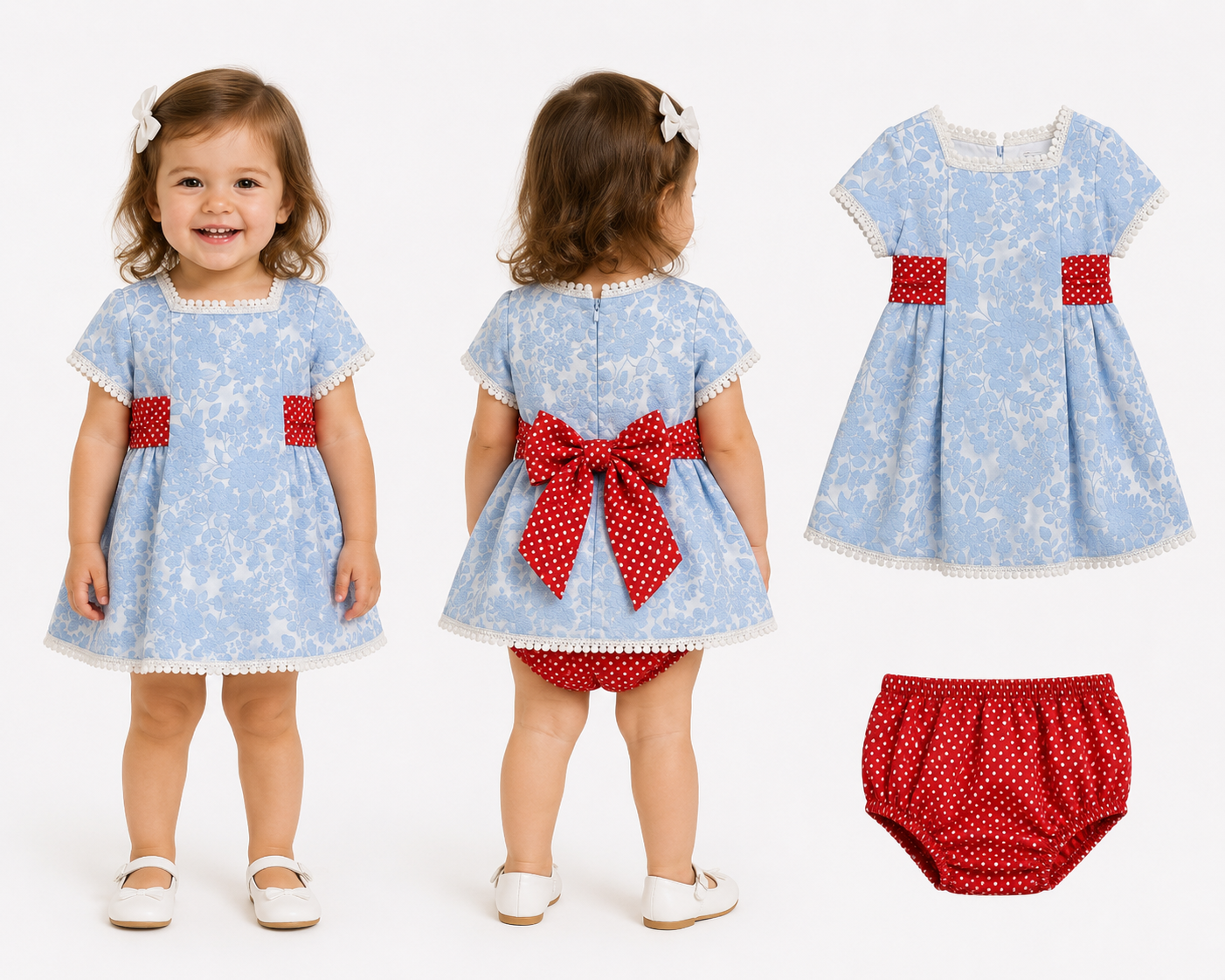 Baby Girls Luxury Spanish Dress Set with Matching Knicker