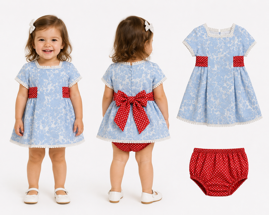 Baby Girls Luxury Spanish Dress Set with Matching Knicker