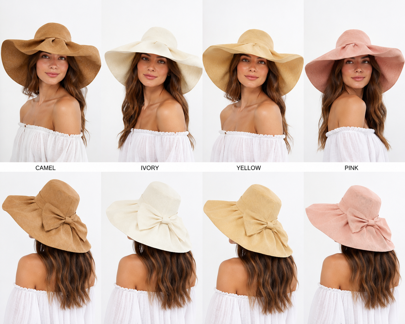 Double Fabric Oversized Bow Summer Hat