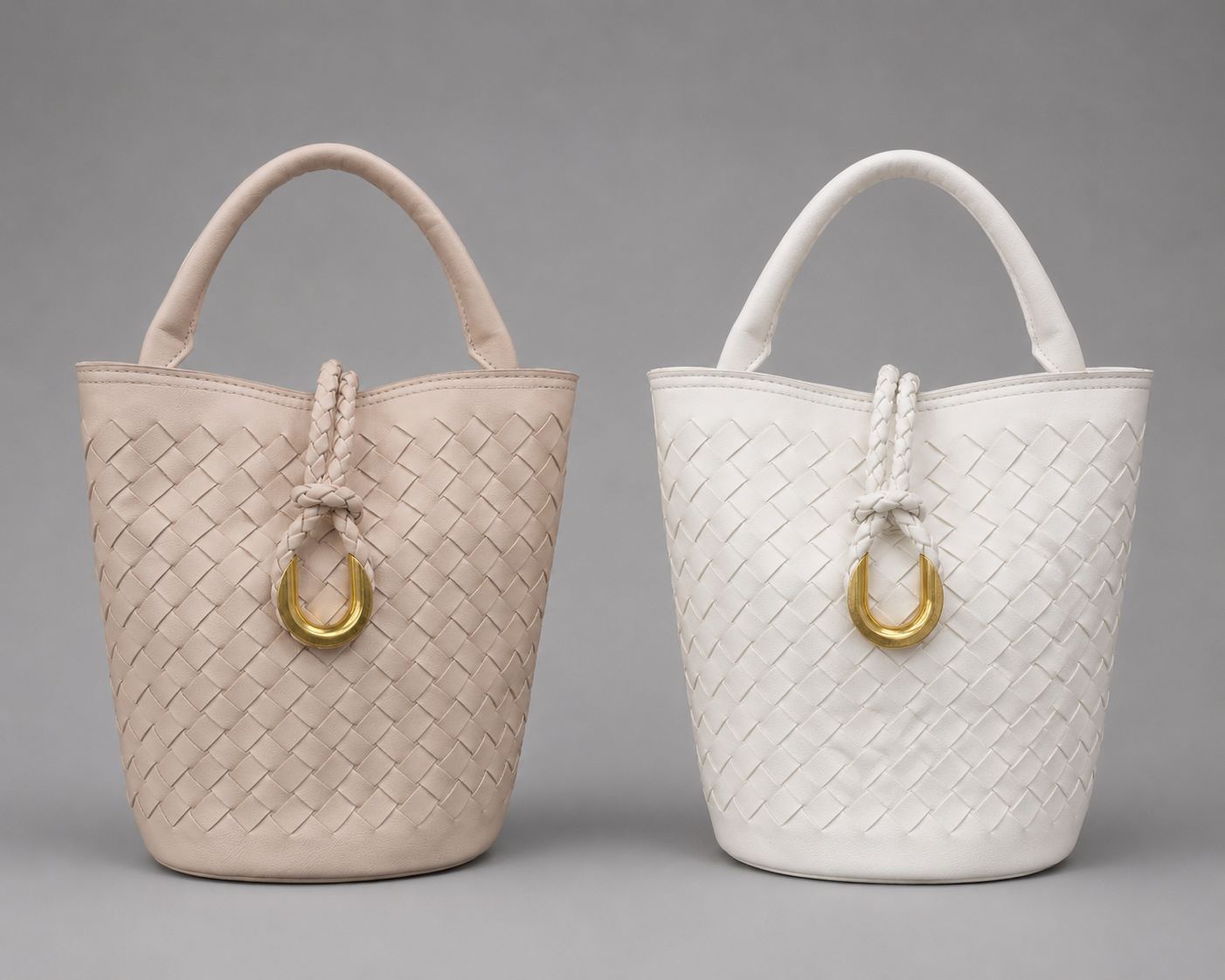 Handmade Woven Bucket Bags with Gold Hardware | Stylish Women's Tote Bags