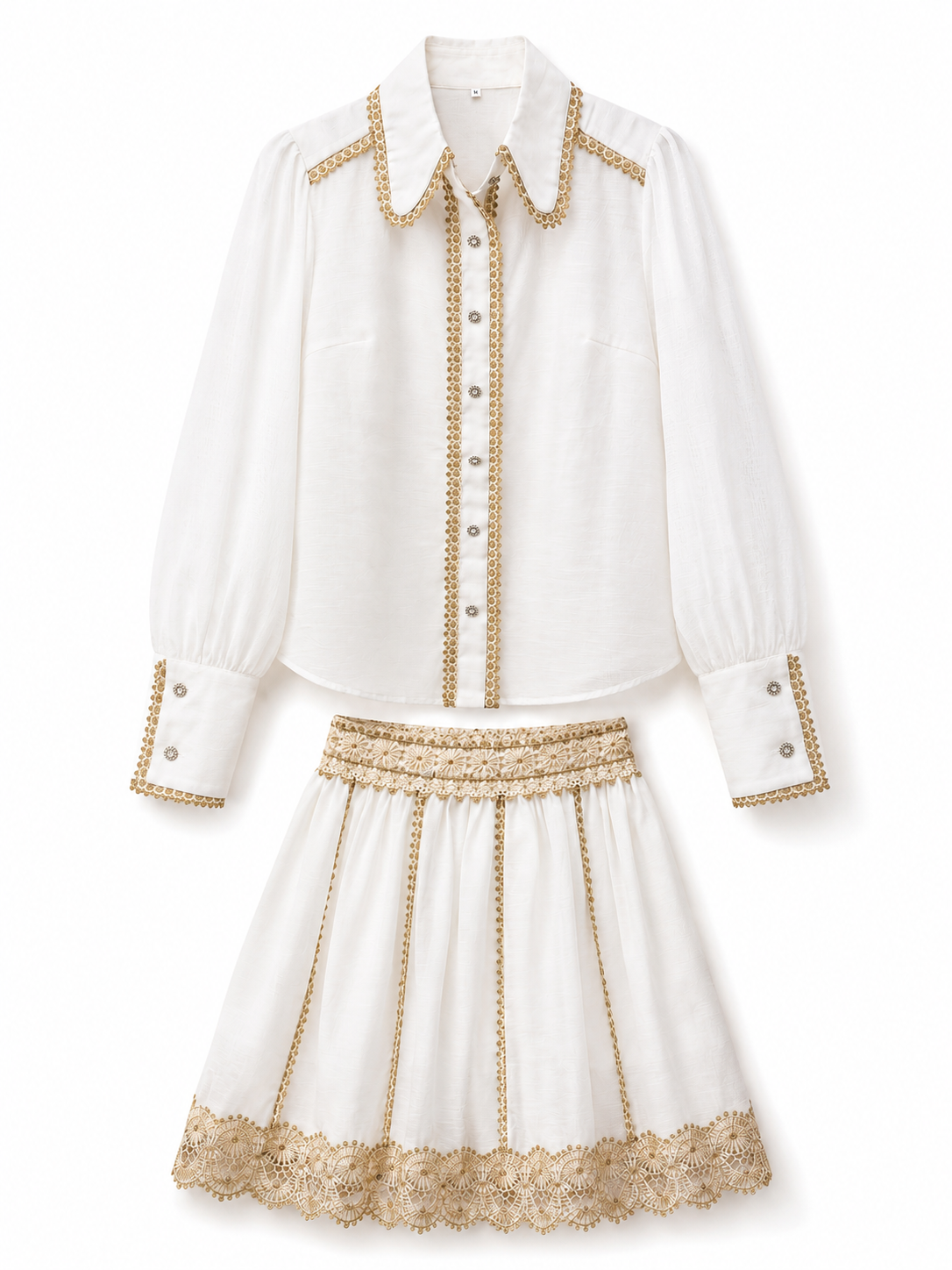 Sophisticated Diamanté Button Skirt Set