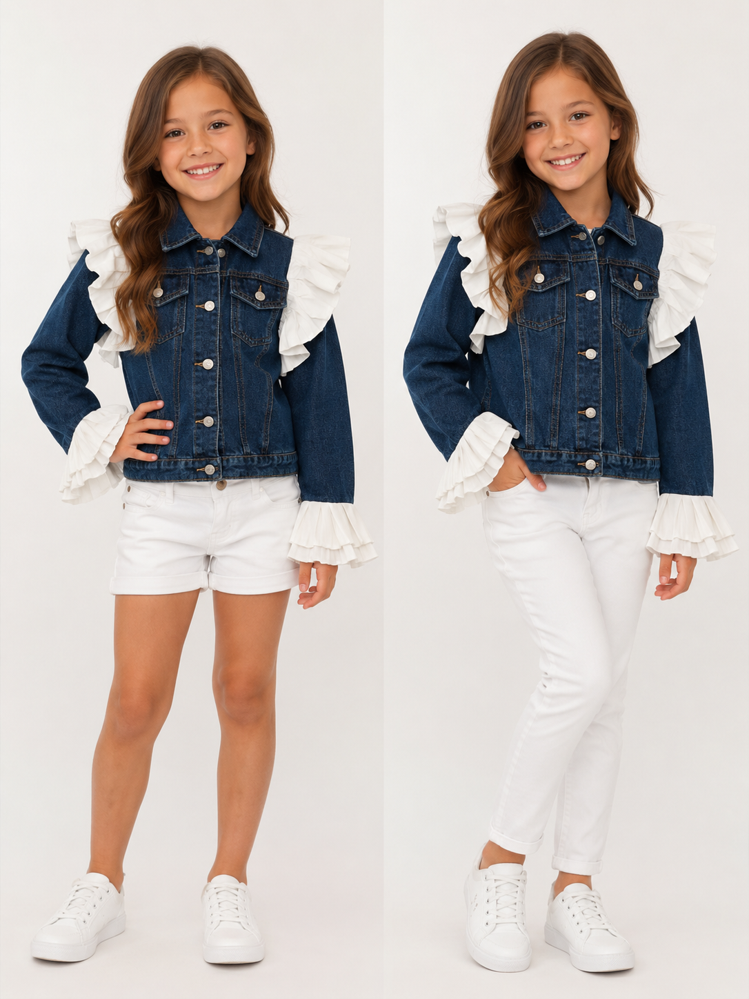 Very Stylish Children's Denim Jacket Cotton Ruffles