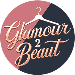 Logo with 'Glamour 2 Beaut' text on a circular background with pink and black colors.