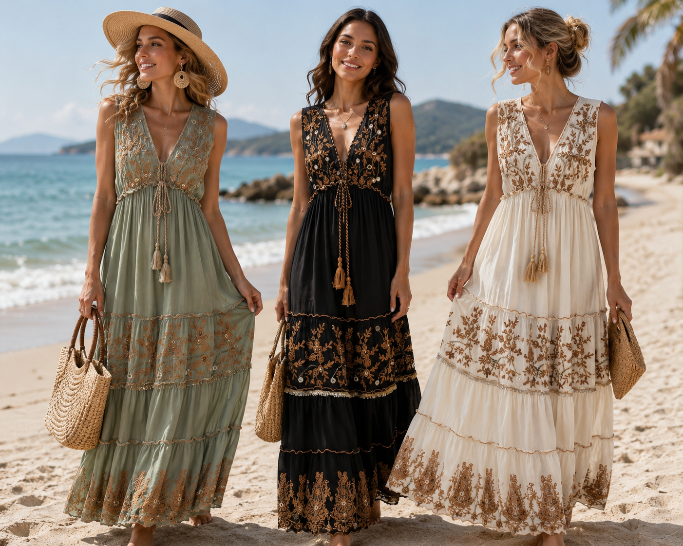 Gorgeous Soft Fabric Embroidered Maxi Dress